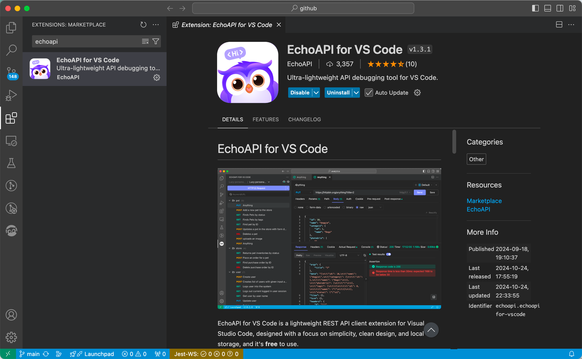 Installing EchoAPI for VS Code