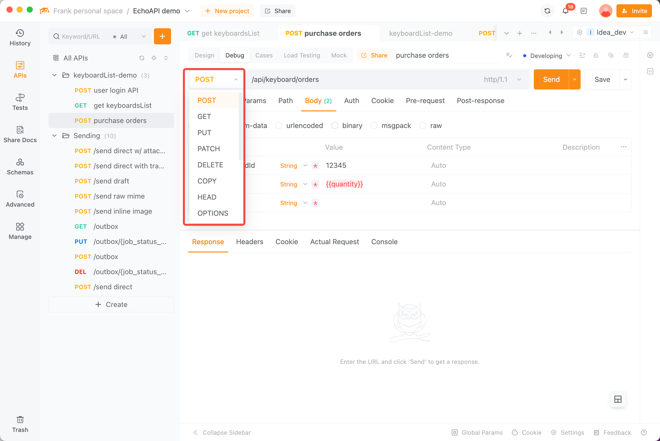 EchoAPI HTTP methods