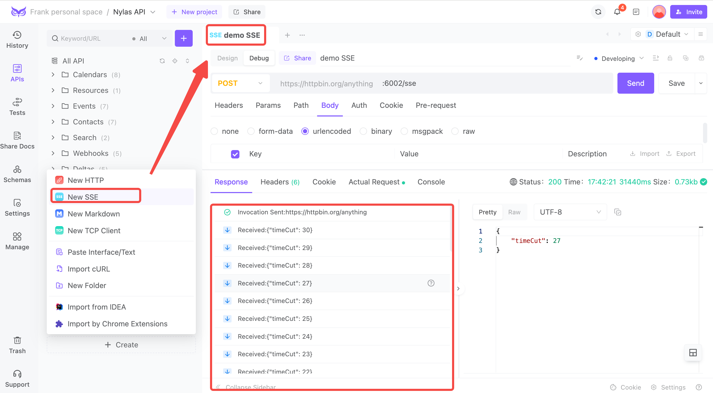 EchoAPI supports SSE debugging.png