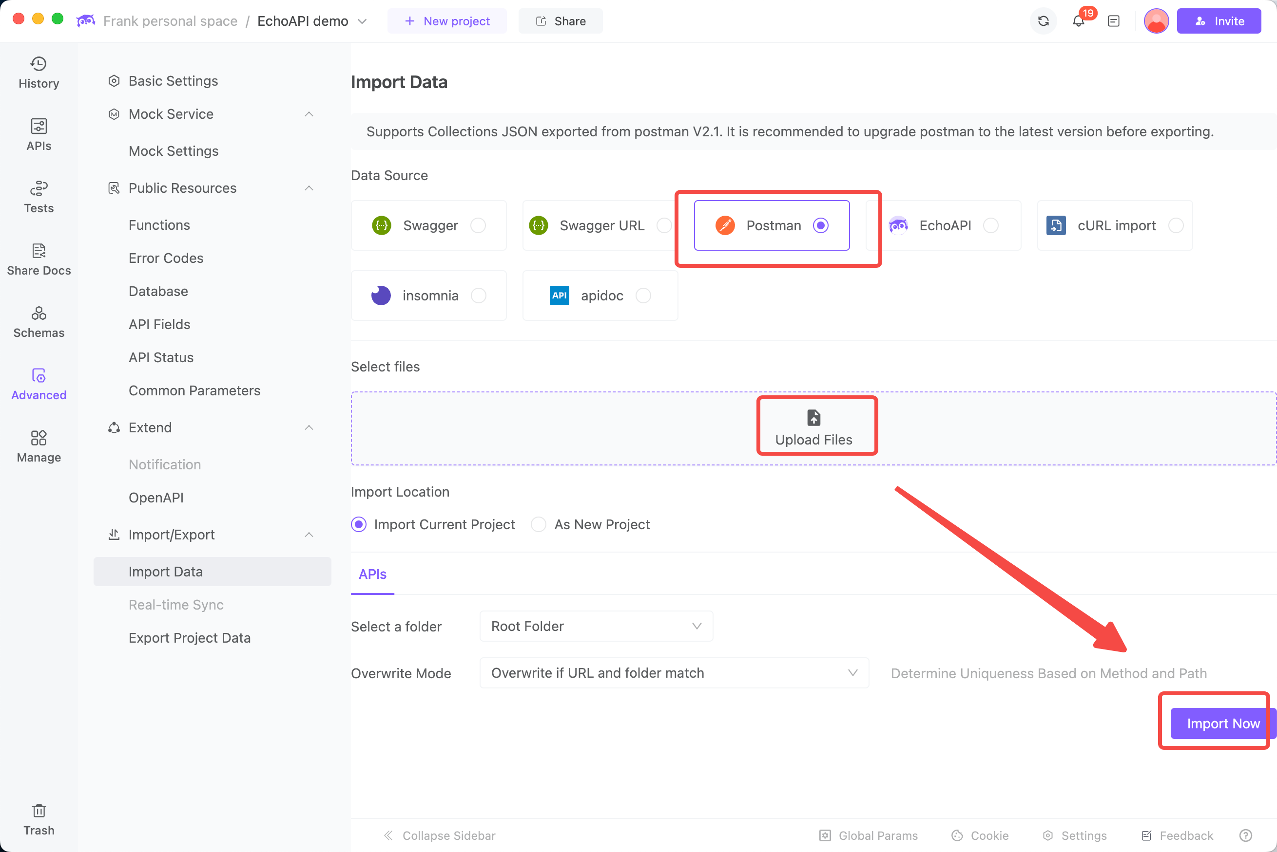 Import into EchoAPI