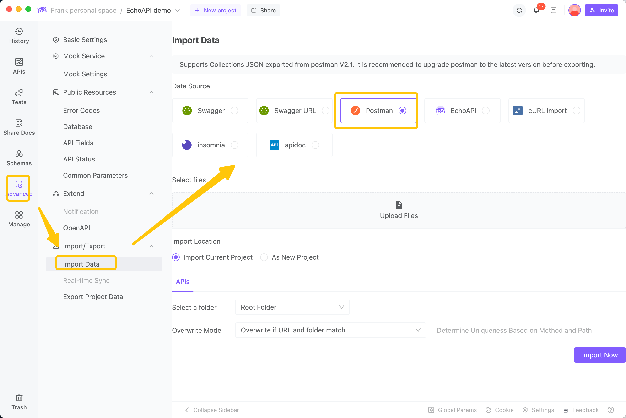 import your Postman data into EchoAPI.png