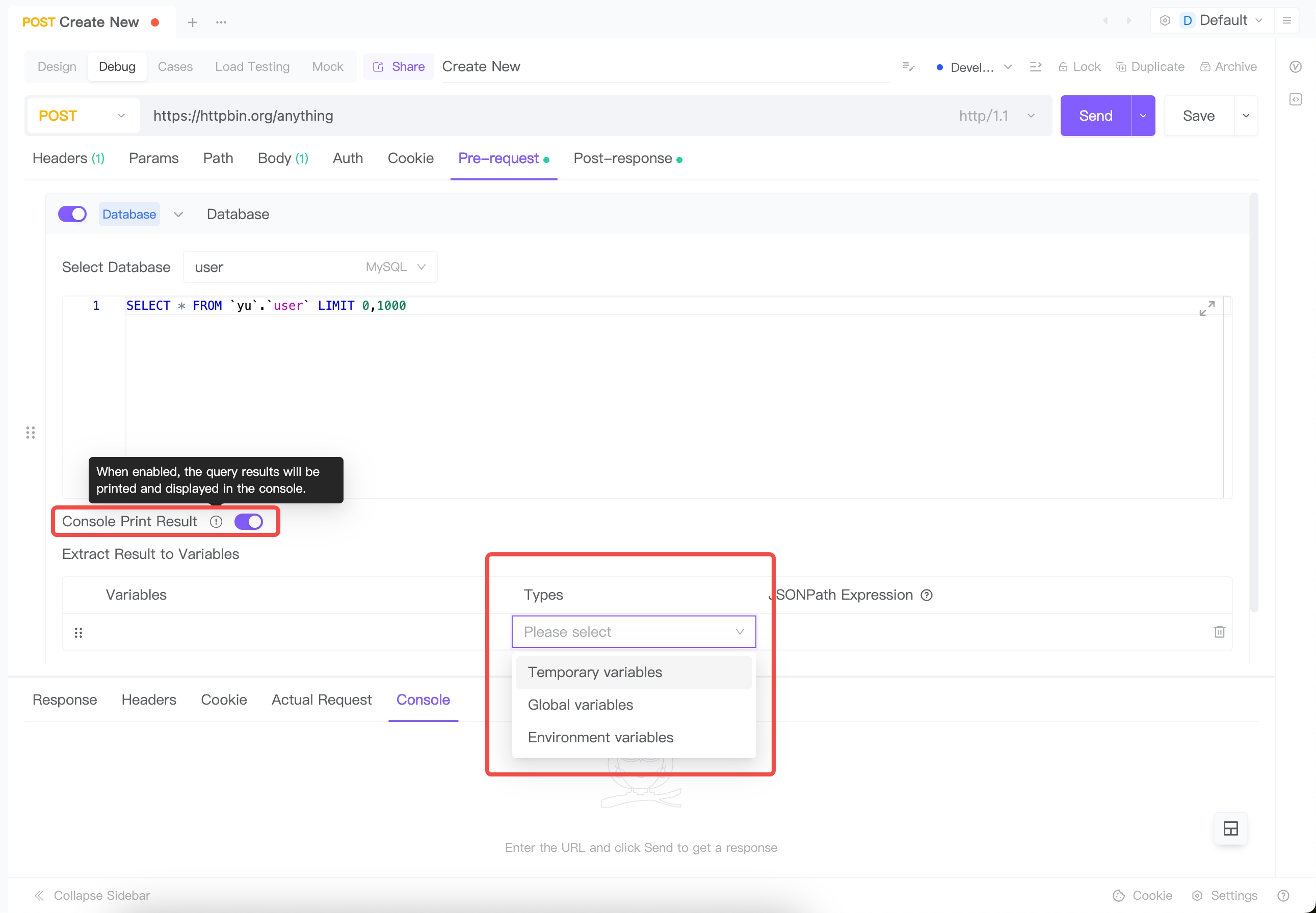 Applying Database Data to Pre-request and Post-response