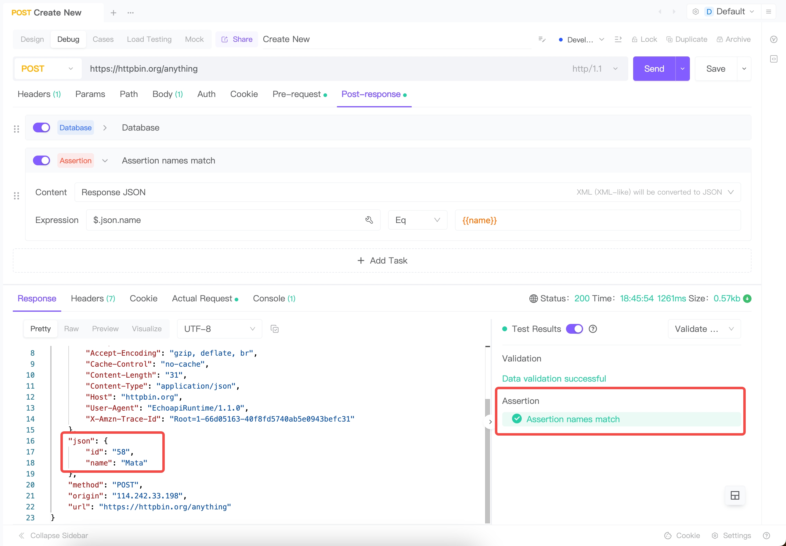 Applying Database Data to Pre-request and Post-response