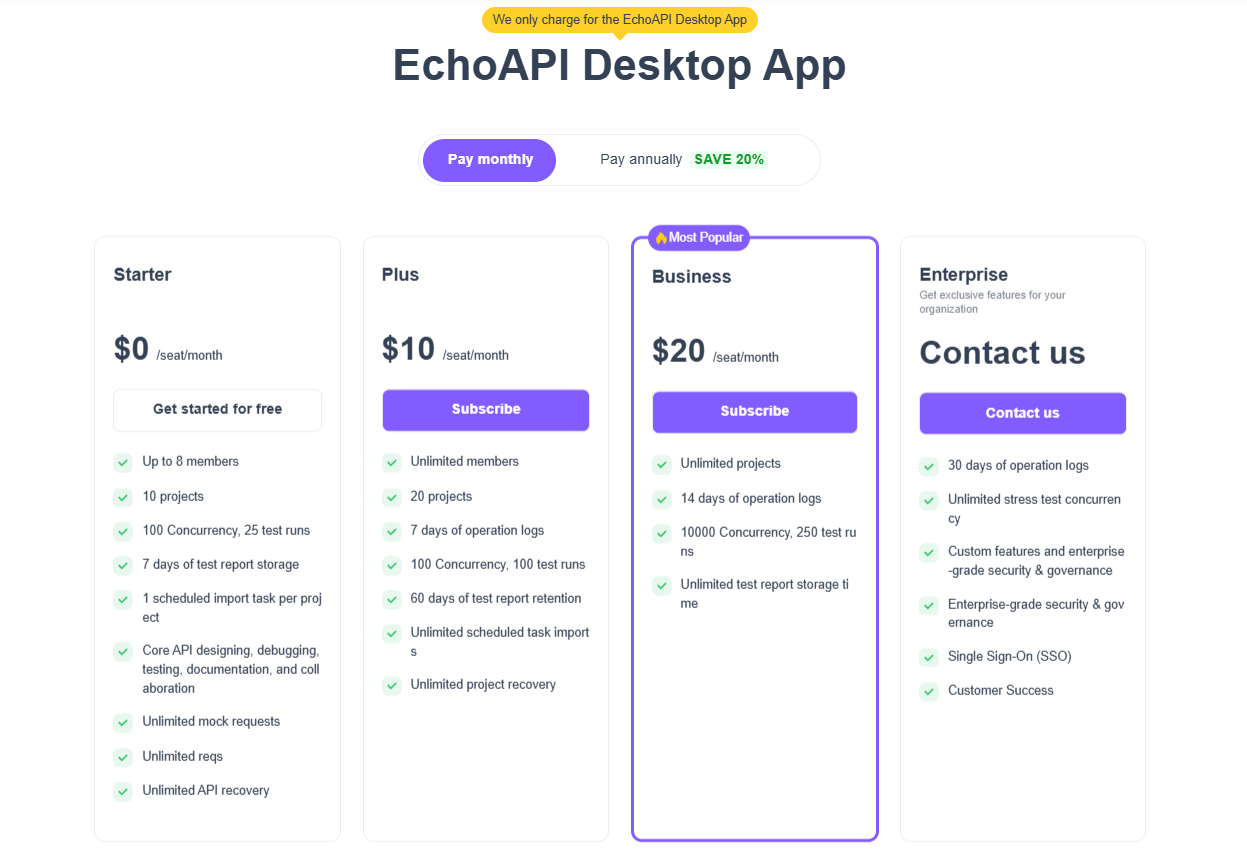 EchoAPI Pricing and Features