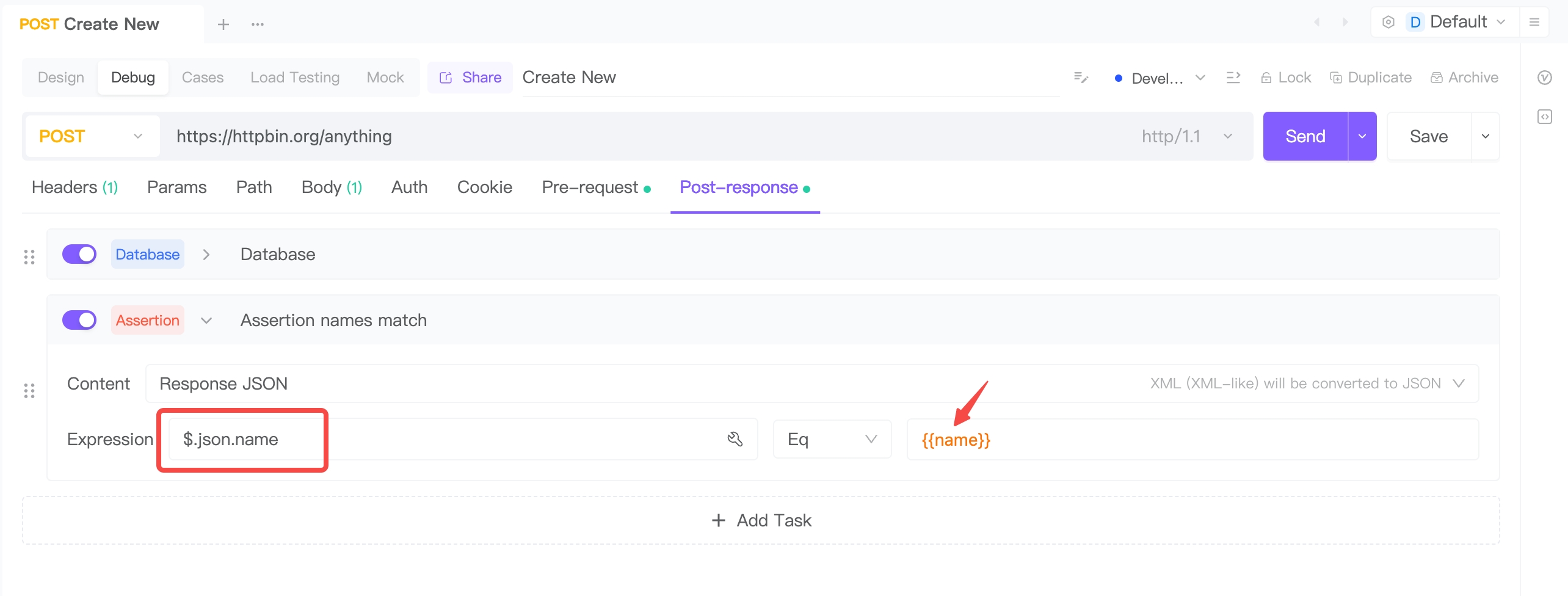 Applying Database Data to Pre-request and Post-response